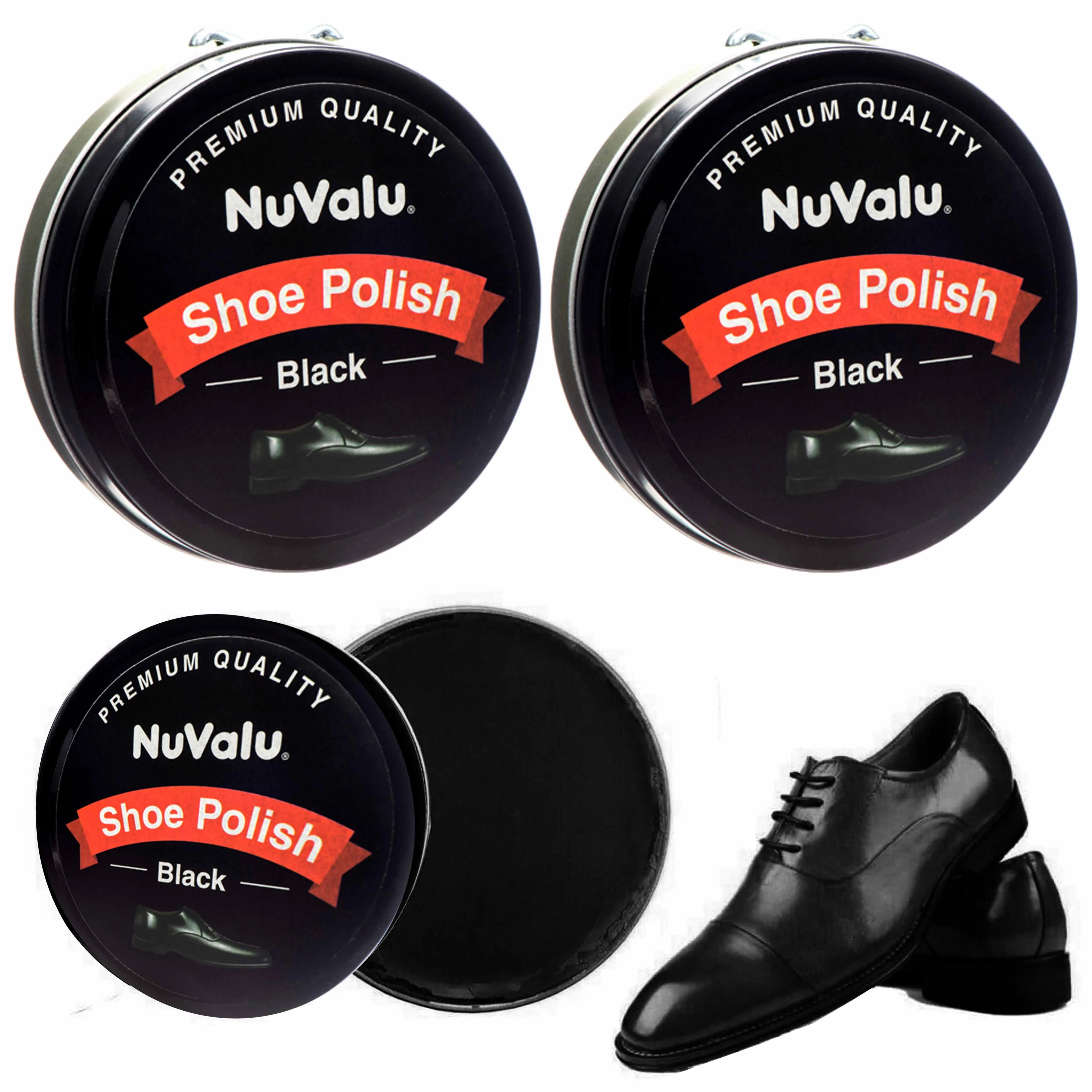 2 Pack Boot Shoe Polish Black Premium Wax Protects Shines Leather Boots 5.6 oz