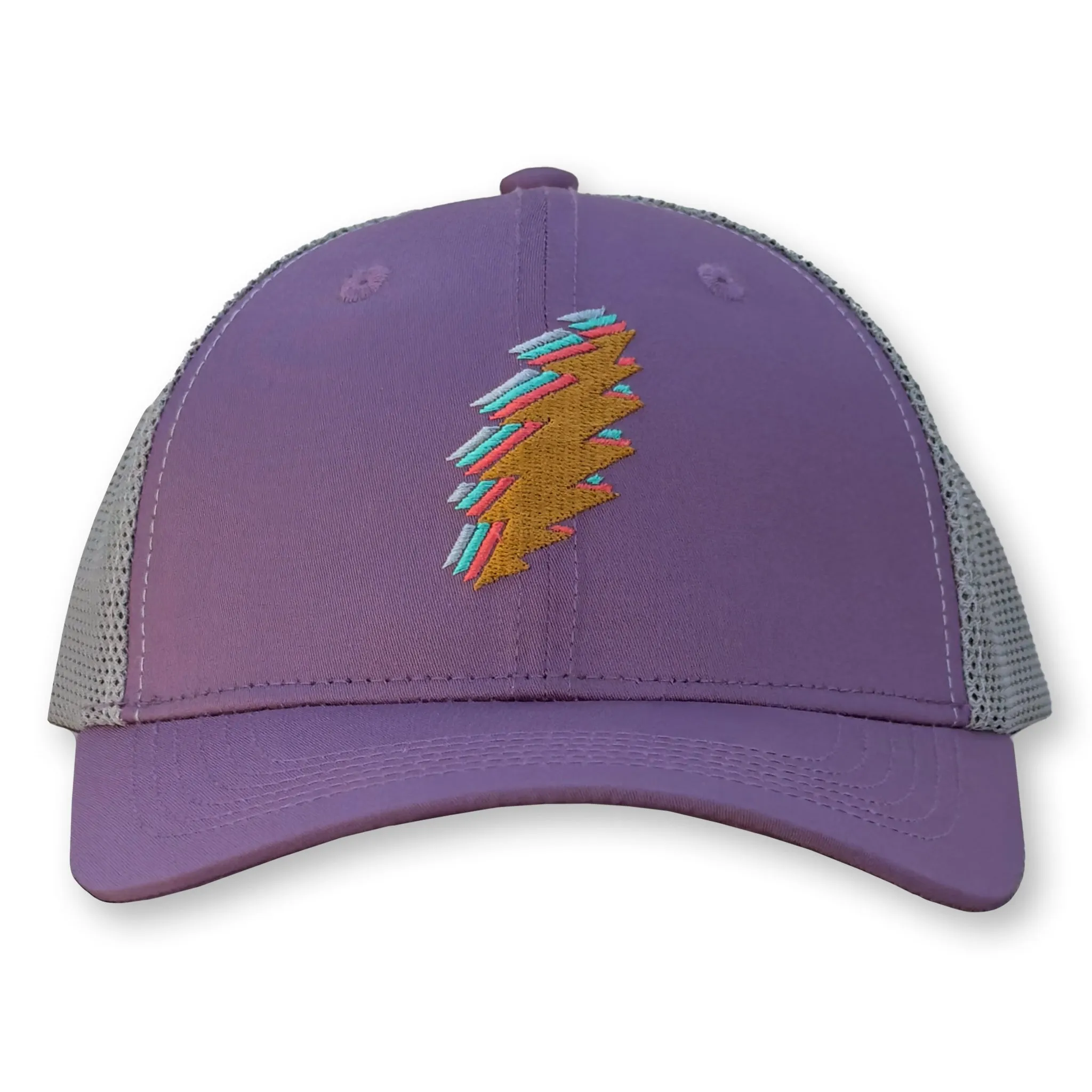 Bolt Trucker Hat / Flox Polycotton Blend with Cloud Mesh and Saffron Bolt