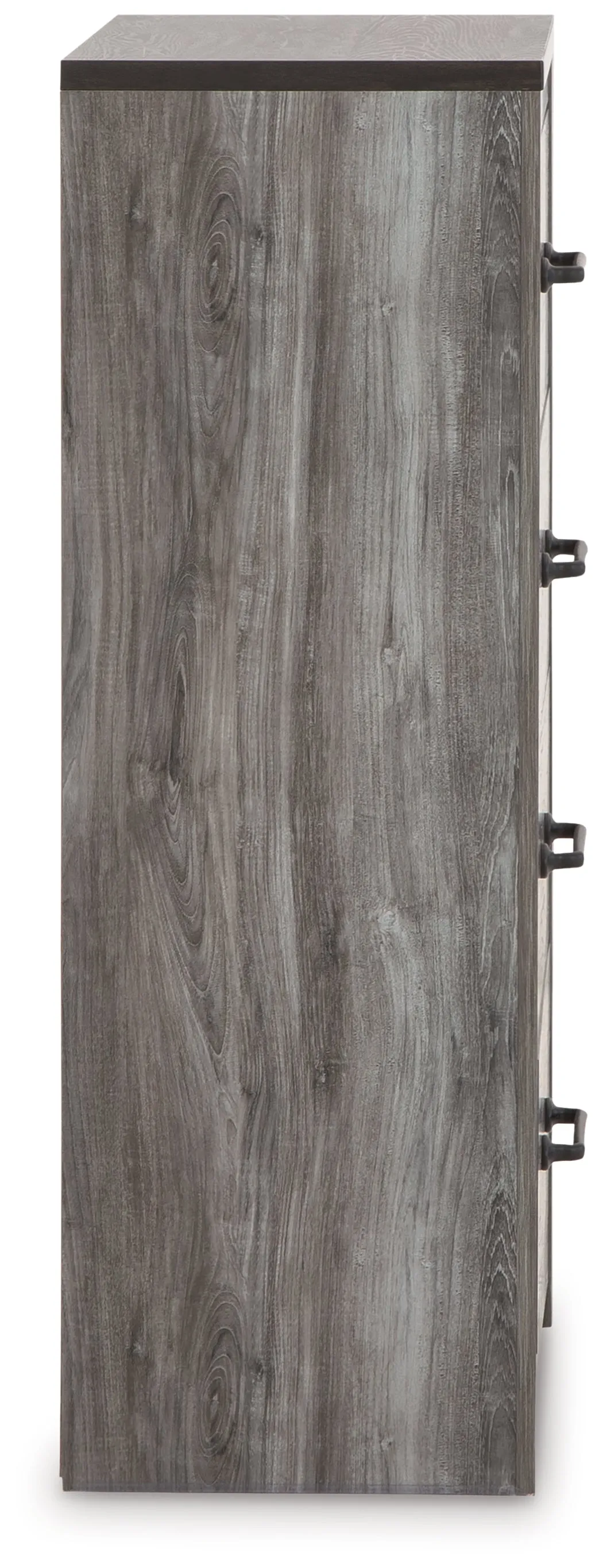 Bronyan King Panel Bed with Mirrored Dresser and Chest in Dark Gray