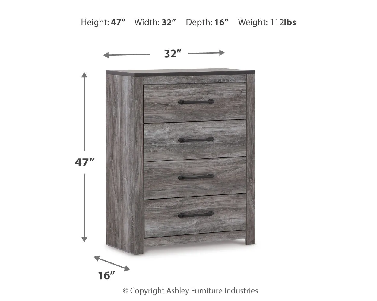 Bronyan King Panel Bed with Mirrored Dresser and Chest in Dark Gray