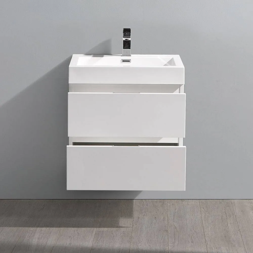 Fresca FCB8324WH-I Valencia 24" Glossy White Wall Hung Modern Bathroom Vanity