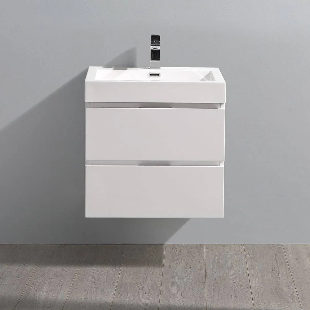 Fresca FCB8324WH-I Valencia 24" Glossy White Wall Hung Modern Bathroom Vanity