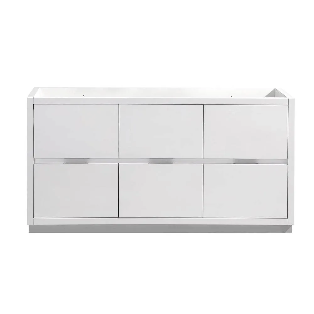 Fresca FCB8448WH-D Valencia 48" Glossy White Free Standing Double Sink Modern Bathroom Cabinet