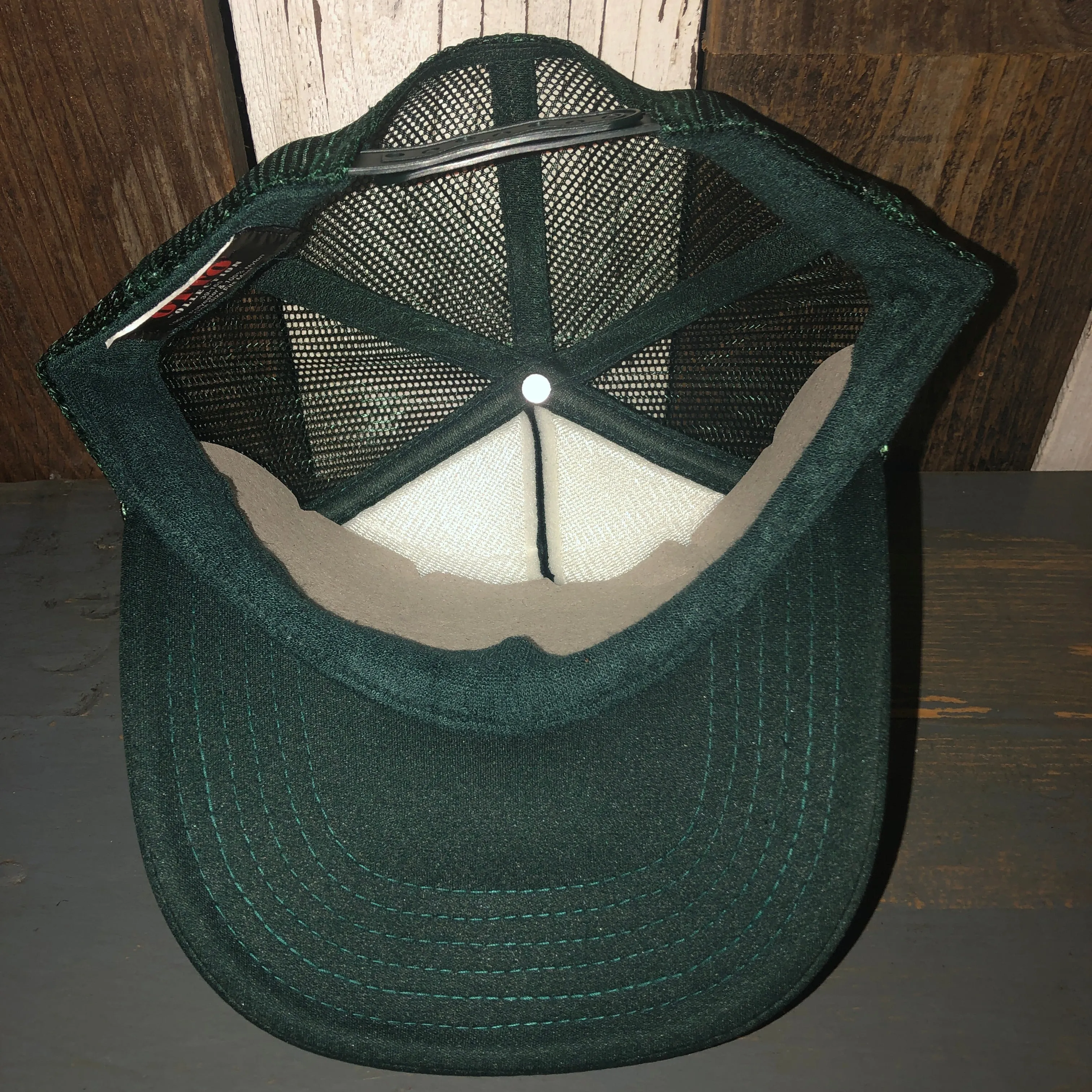 Hermosa Beach SKATEBOARDING WAS NEVER A CRIME High Crown Trucker Hat - Dark Green/White