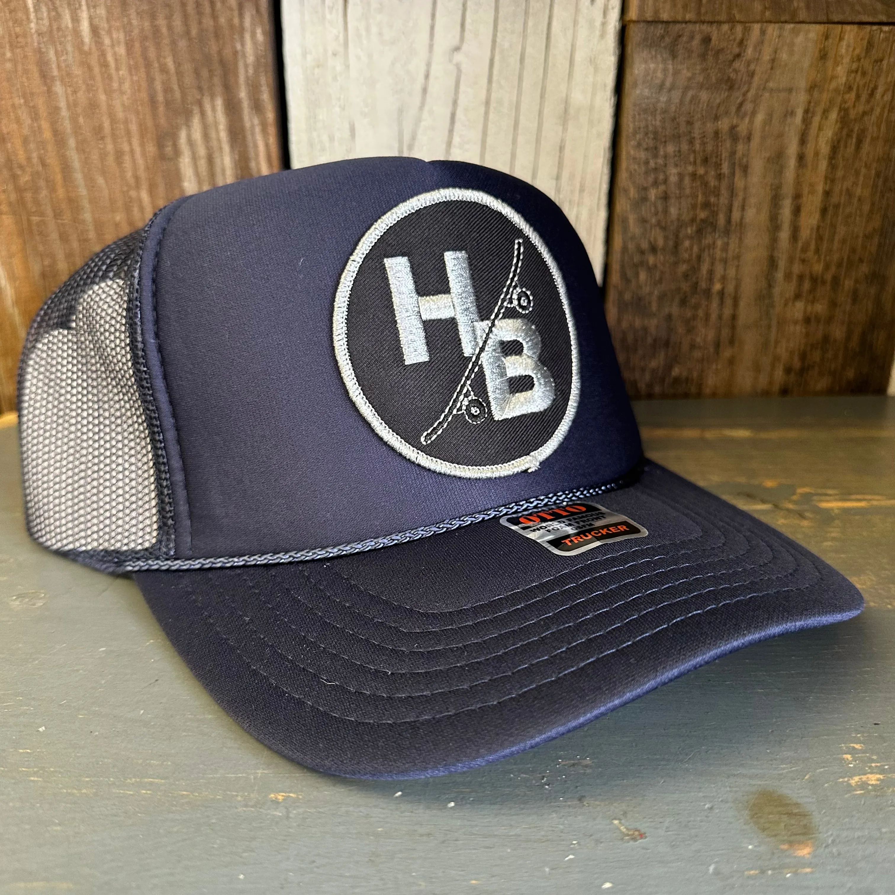 Hermosa Beach SKATEBOARDING WAS NEVER A CRIME High Crown Trucker Hat - Navy