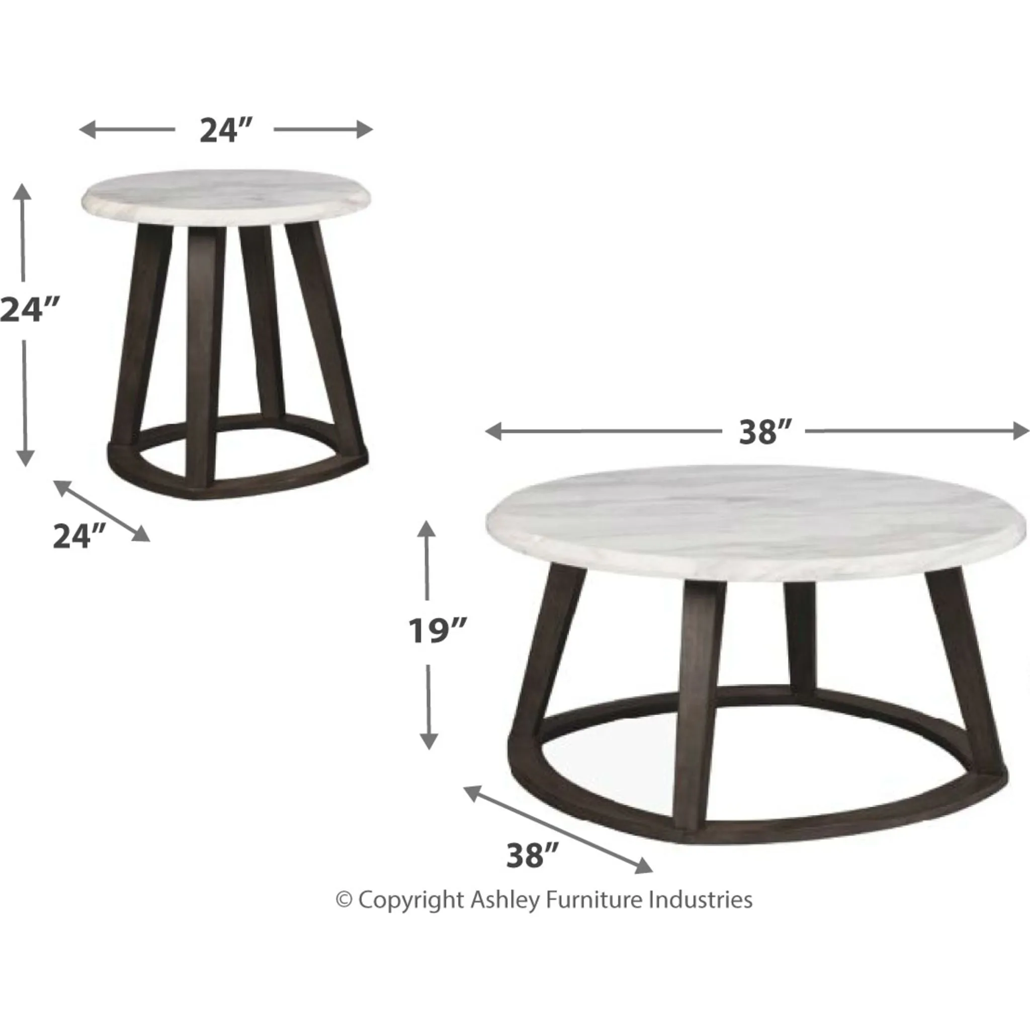 Luvoni 3 Pack Tables - White/Gray