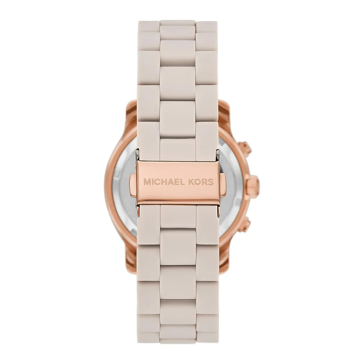 Michael Kors Runway Chronograph Women's Gray Dial Beige Stainless Steel Band Analog Quartz Watch - MK7386