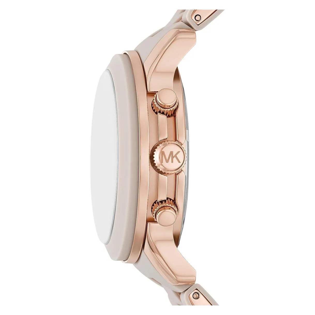Michael Kors Runway Chronograph Women's Gray Dial Beige Stainless Steel Band Analog Quartz Watch - MK7386