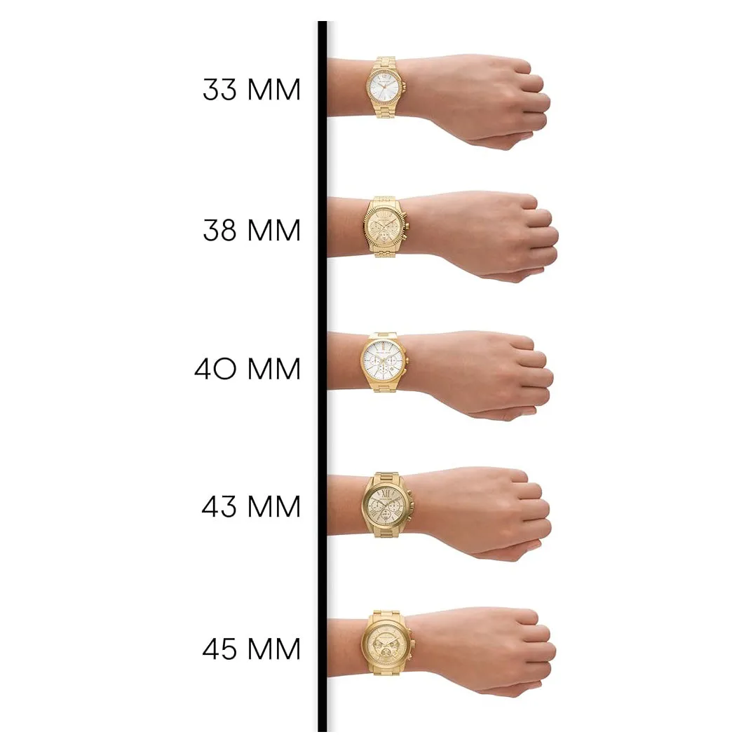 Michael Kors Runway Chronograph Women's Gray Dial Beige Stainless Steel Band Analog Quartz Watch - MK7386