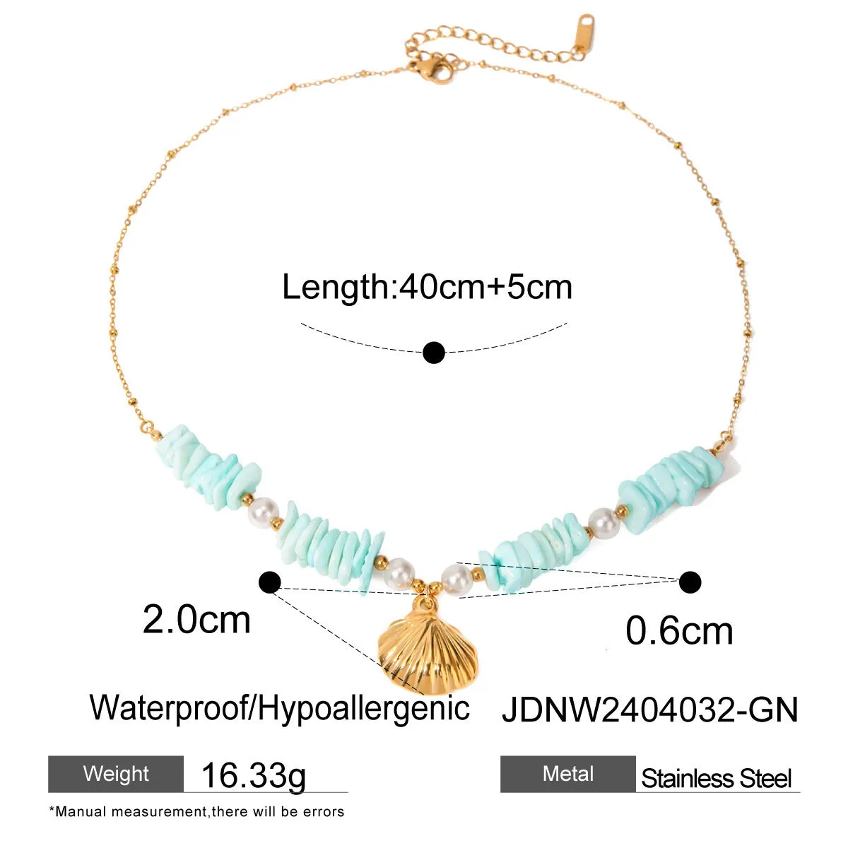 Mint Green Shell Pendant Necklace
