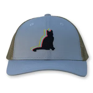 Poster Nutbag Trucker Hat / Gull Polycotton Blend with Oat Mesh and Black Cat