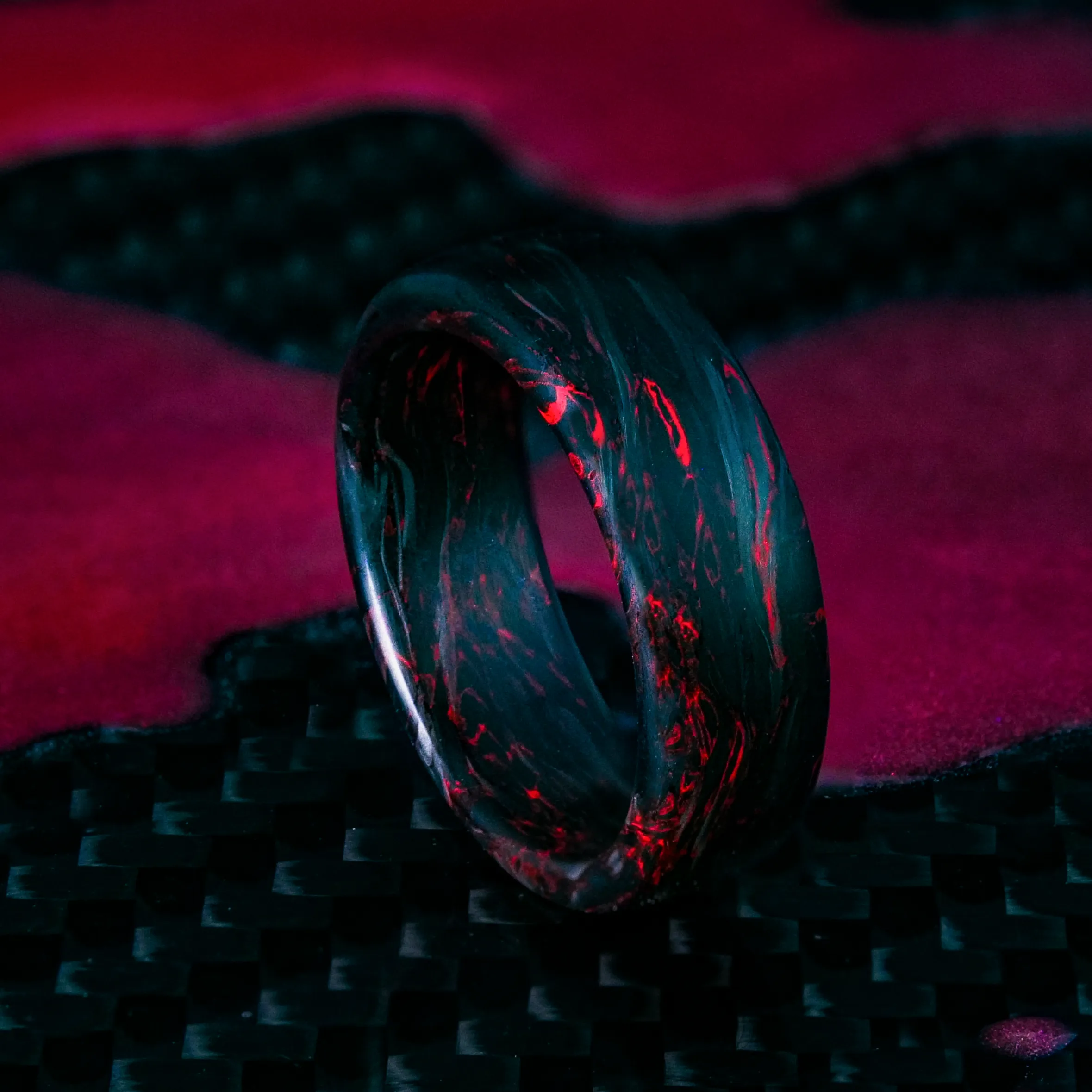 Red Burl Carbon Fiber Ring