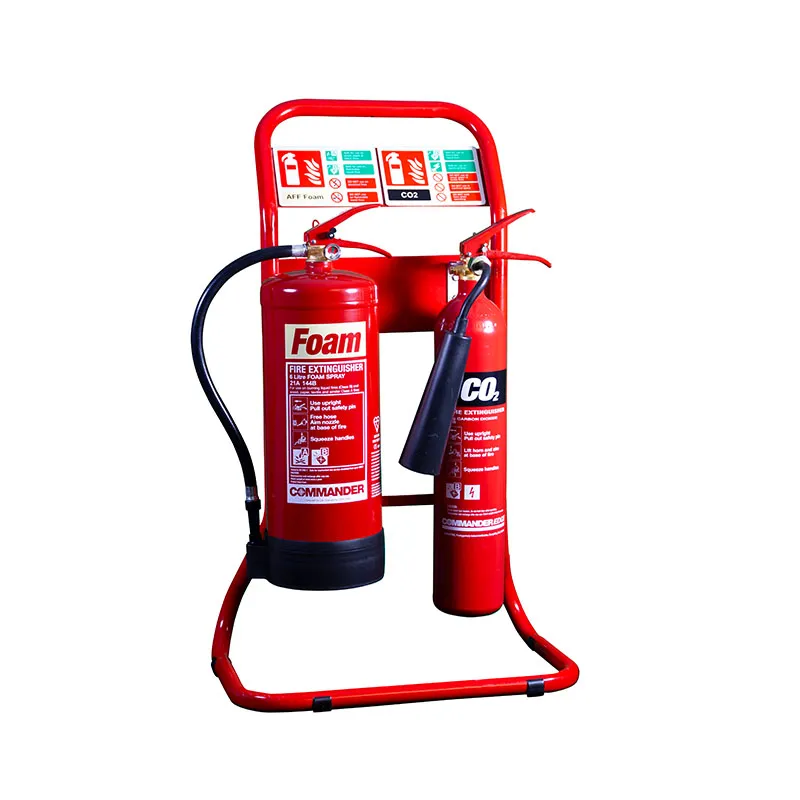Red tubular Double Fire Extinguisher stand