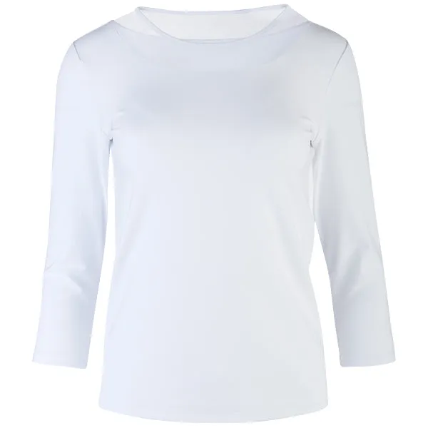 Round Neck Mesh Tee in White