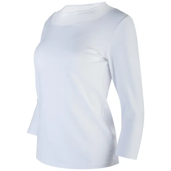 Round Neck Mesh Tee in White