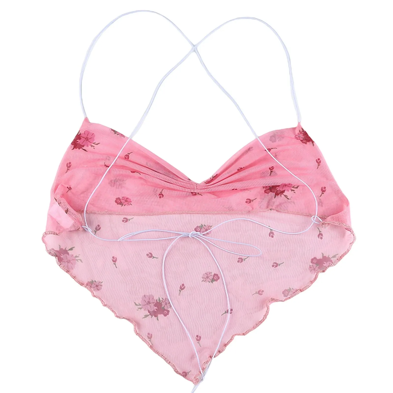 Summer Women's Sexy Sweet Floral Print Girly Style Camisole Sleeveless Backless Low Chest Short Tops for  Y2K Clothes Women