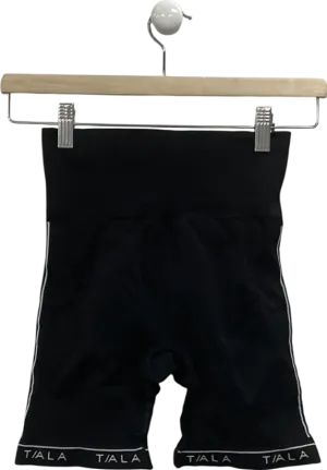 T/ALA Black Ribbed Cycling Shorts UK S