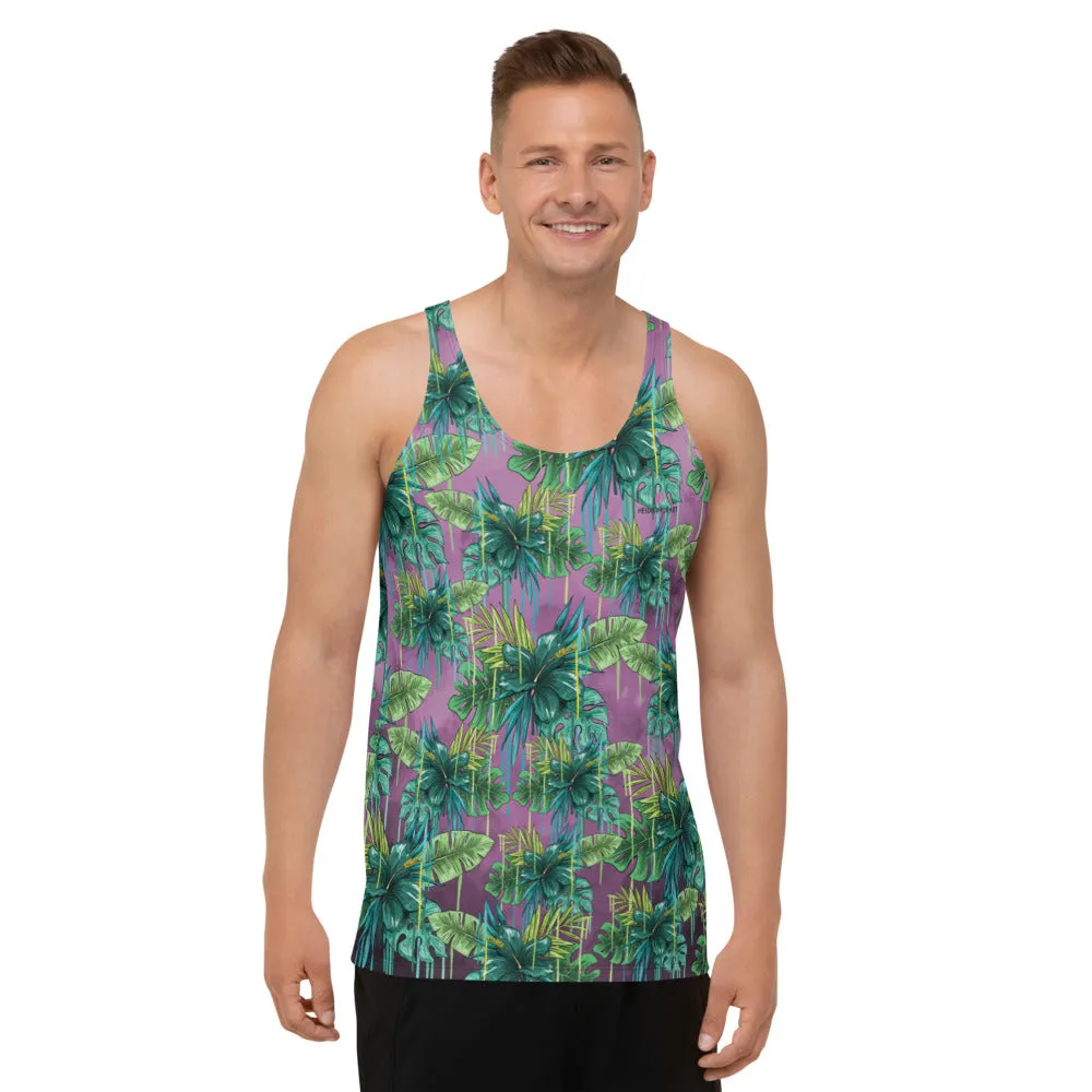 Tropical Unisex Tank Top, Tropical Leaves Print Men's or Women's Tank Top - Made in USA/EU/MX