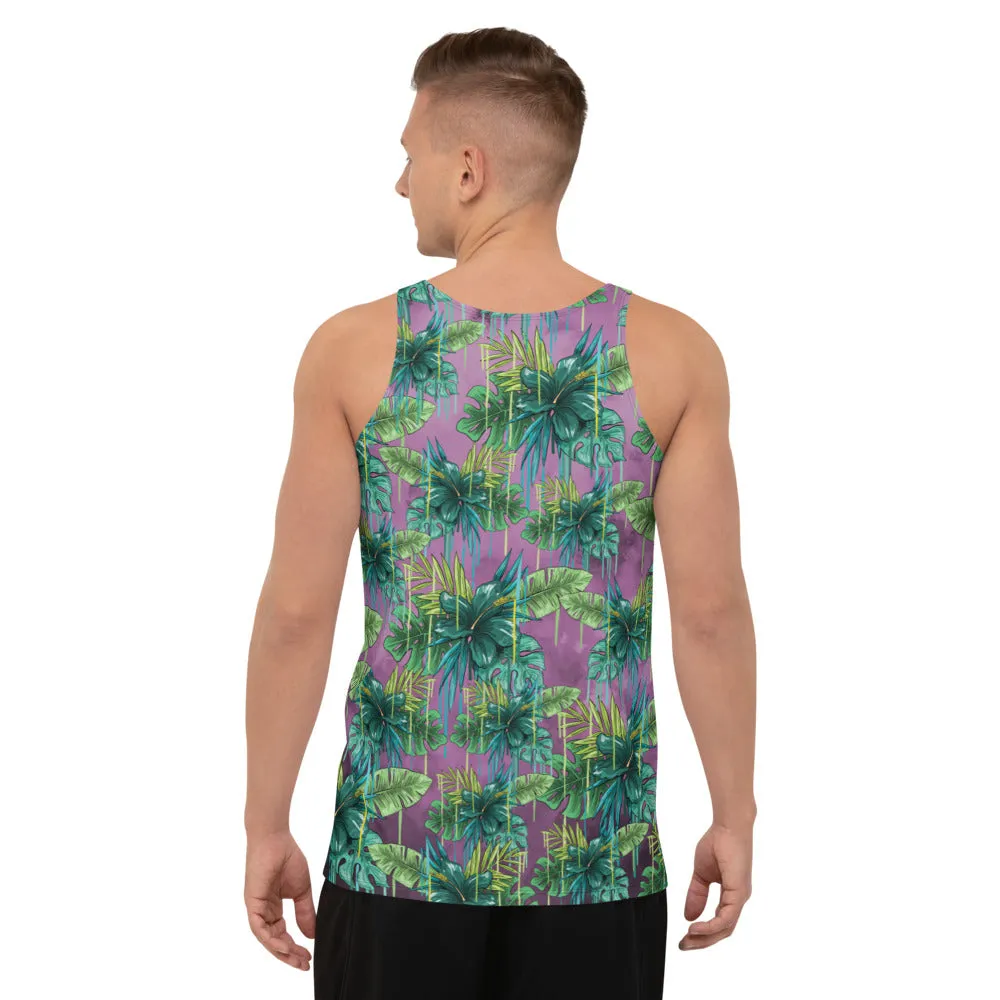 Tropical Unisex Tank Top, Tropical Leaves Print Men's or Women's Tank Top - Made in USA/EU/MX
