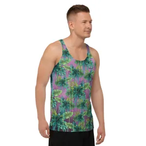 Tropical Unisex Tank Top, Tropical Leaves Print Men's or Women's Tank Top - Made in USA/EU/MX