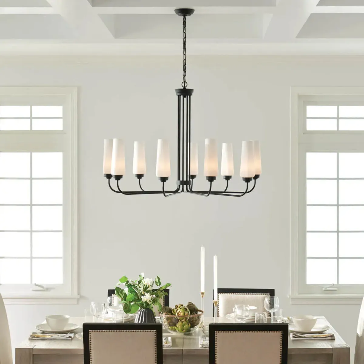 Truby 38" 9-Light Chandelier, Black Finish