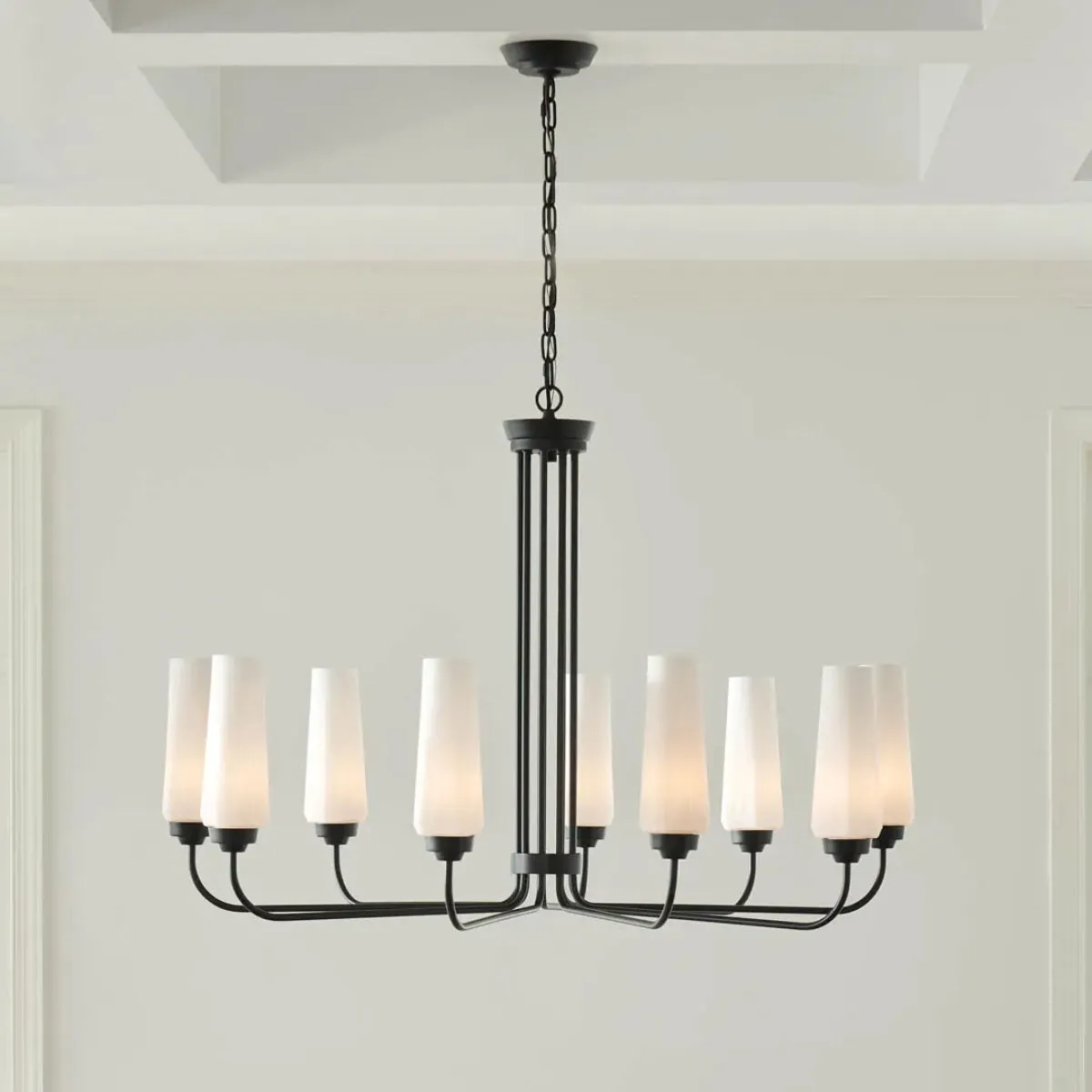 Truby 38" 9-Light Chandelier, Black Finish