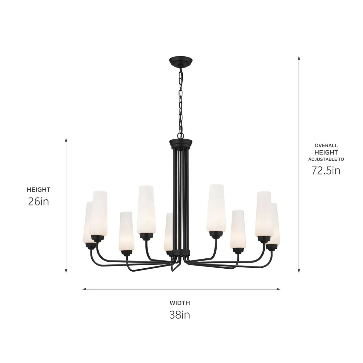 Truby 38" 9-Light Chandelier, Black Finish