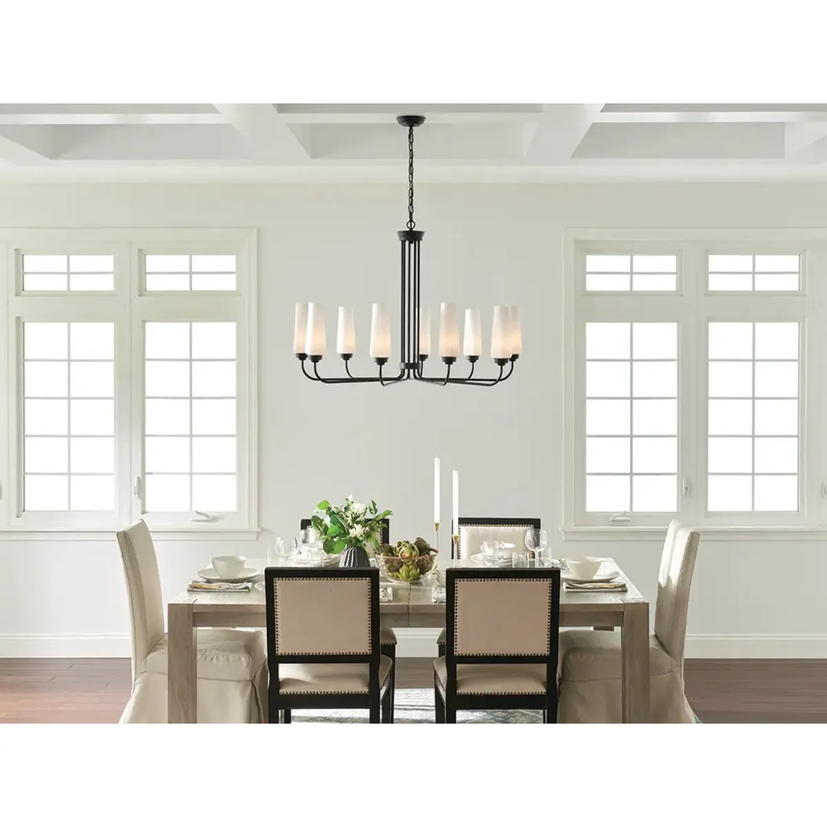 Truby 38" 9-Light Chandelier, Black Finish
