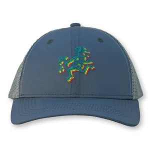 Widespread Panic Note Eater Trucker Hat / Bluestone Polycotton Blend with Storm Mesh and Jamaican Teal Note Eater