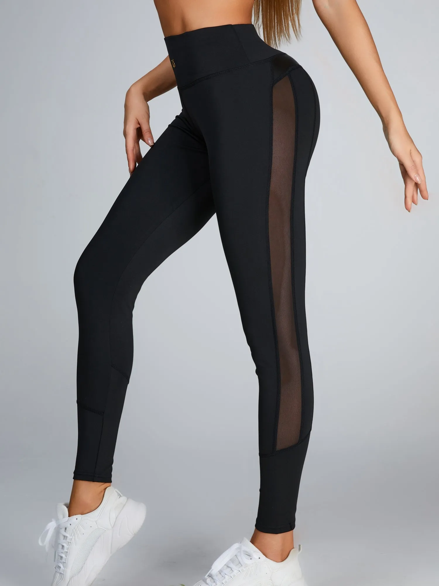 ZASUWA Female Leopard Print Cross Back Mesh PU Tracksuit